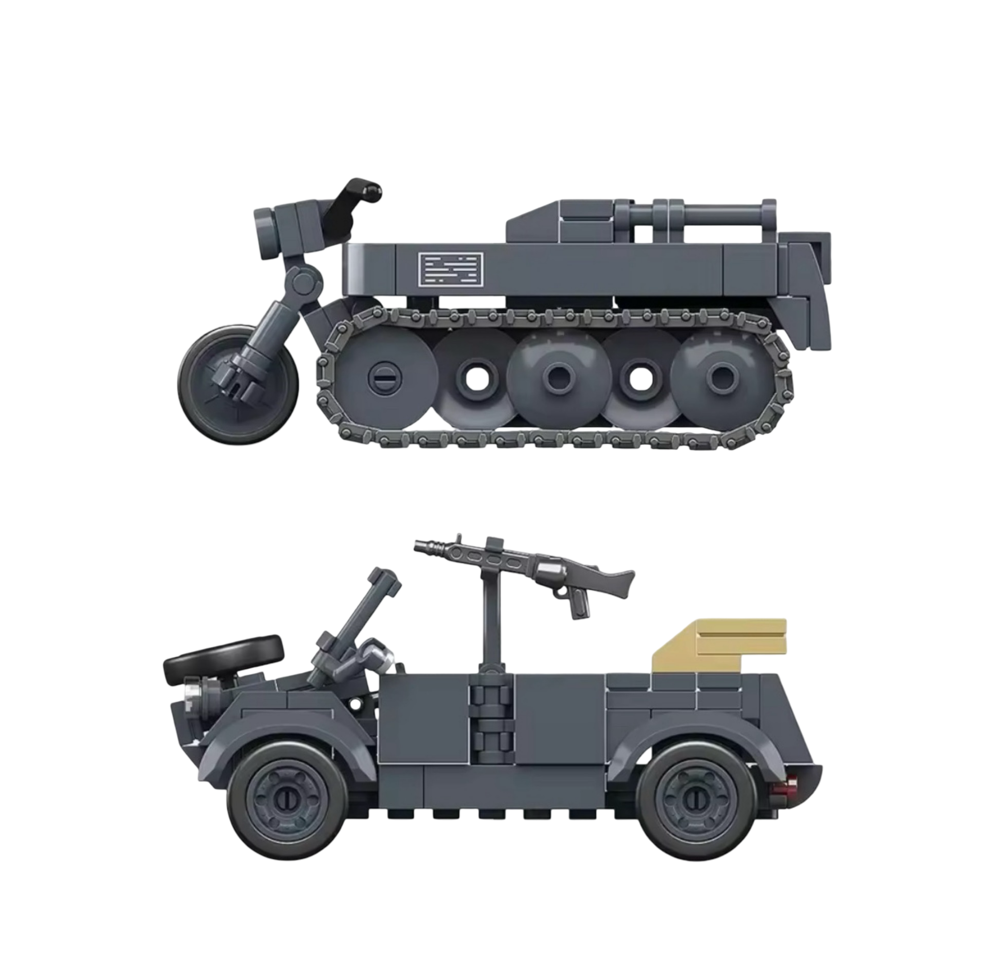German Type 82 Kübelwagen with a FREE SD.KFZ. 2 (336 PCS) – WW2 Brick Compatible Military Build
