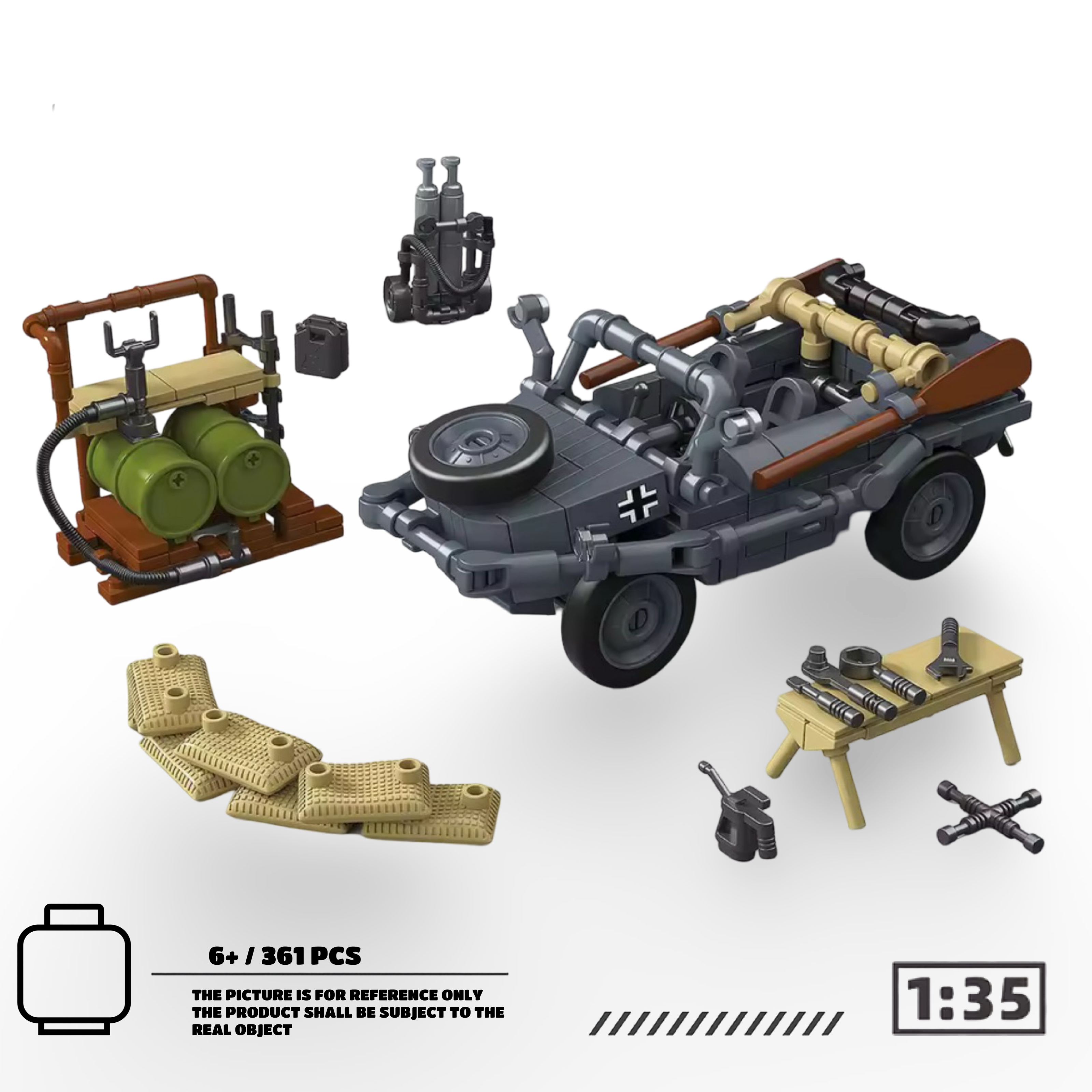 German Type 166 Schwimmwagen – 361 PCS Military Brick Model (1:35 Scale)